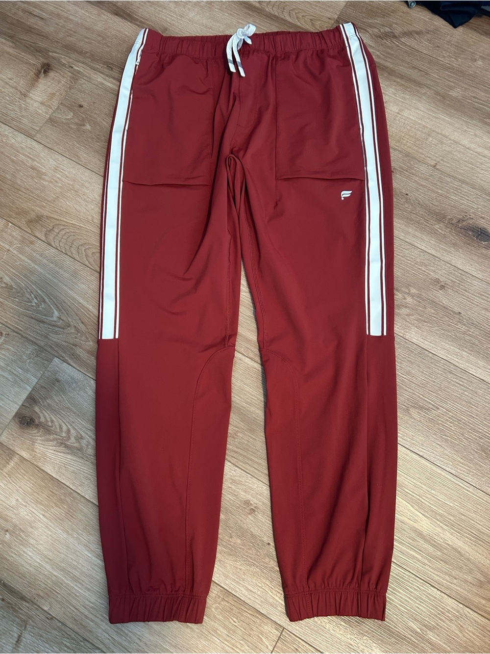 Fabletics Men's Burgundy Joggers with White Side Stripes